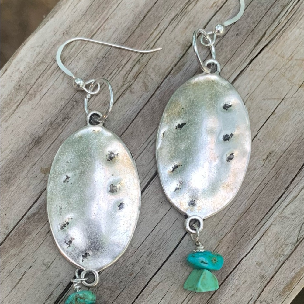 Turquoise Silver Plt. Disk with All wire is SS - Picture 3 of 6
